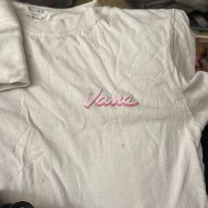 Vans off the wall pink cursive logo